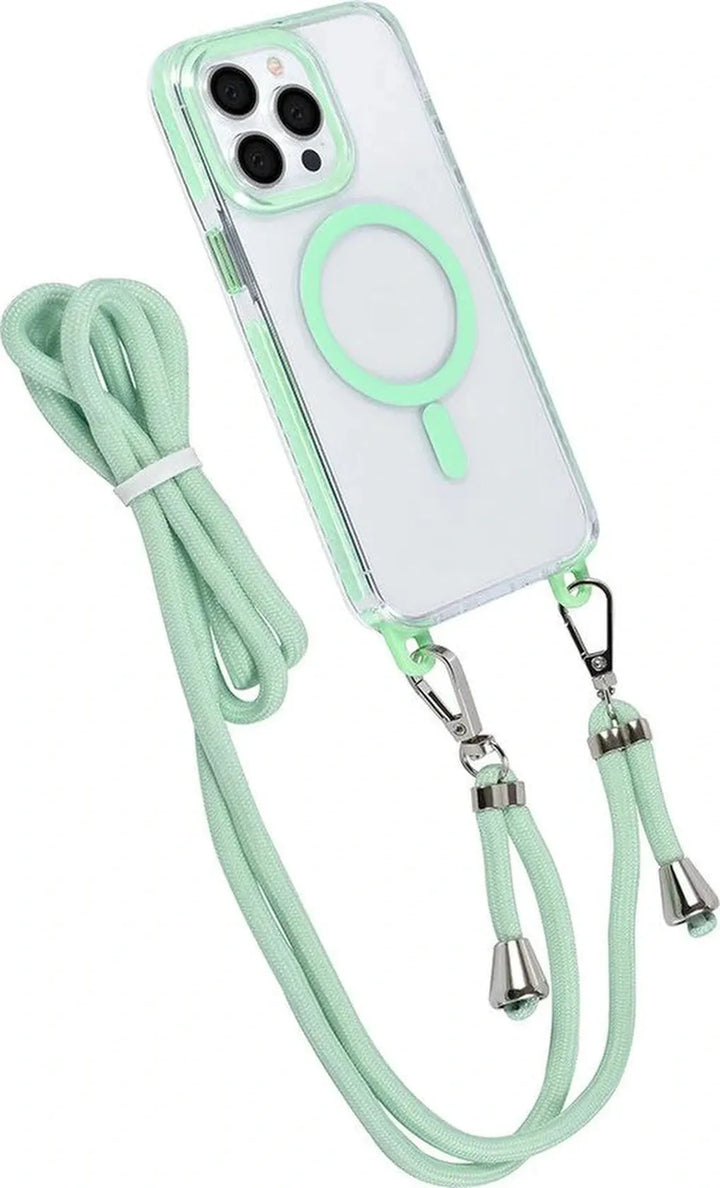 iPhone 14 Pro Hoesjes – MagSafe Backcover – Met Koord – Groen-Ilumina Benelux