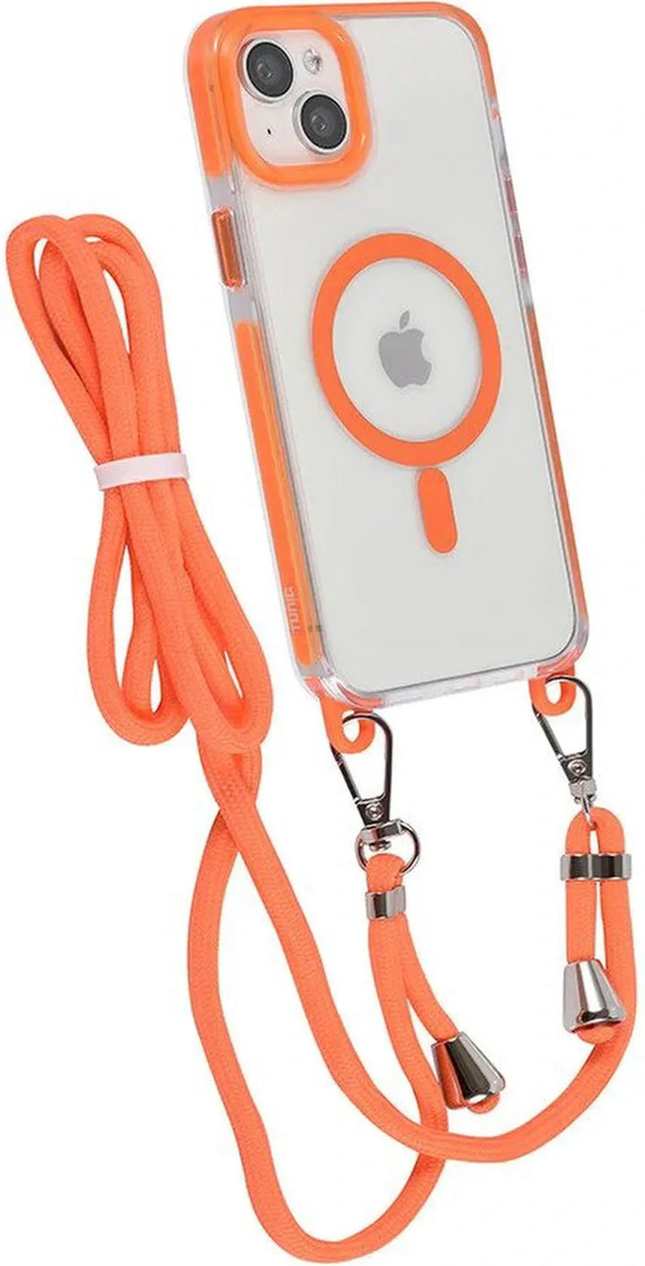 iPhone 13 Hoesjes – MagSafe Backcover – Hoes met Koord – Oranje-Ilumina Benelux