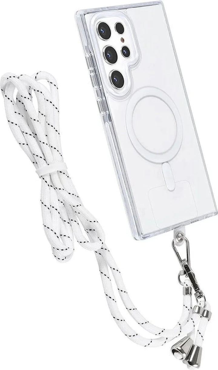 Samsung Galaxy S24 Ultra Hoesjes – Backcover Met Koord – Schokbestendig – Wit-Ilumina Benelux