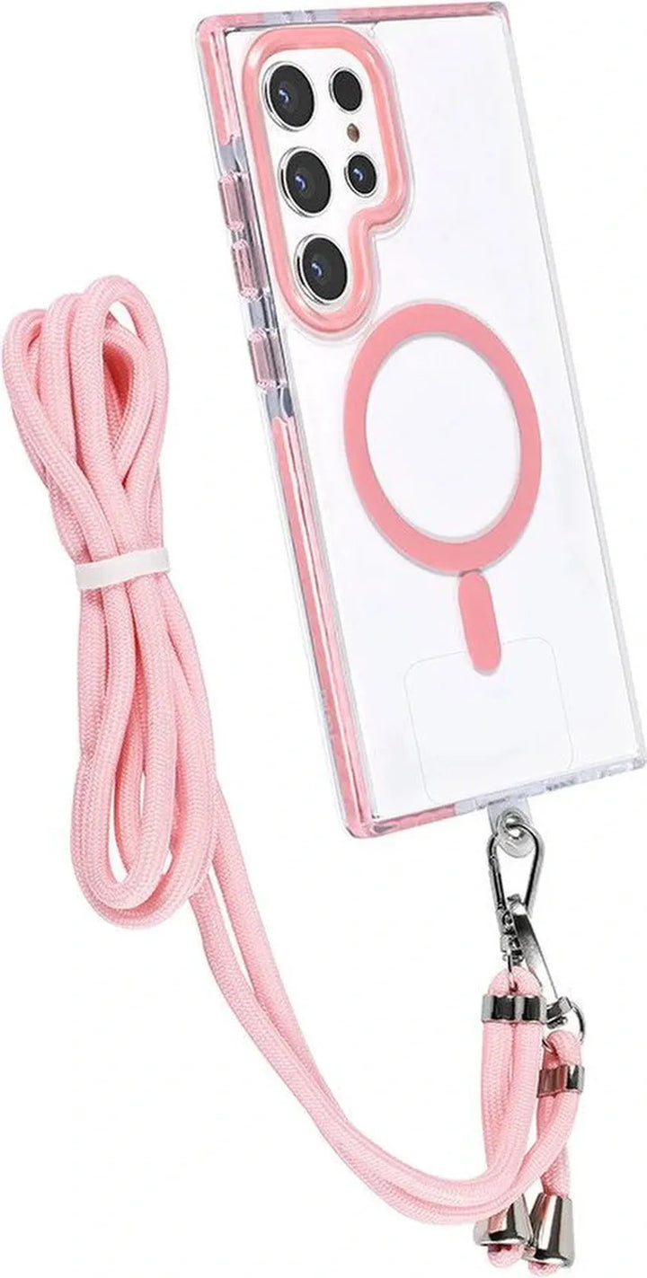 Samsung Galaxy S24 Ultra Hoesjes – Backcover Met Koord – Schokbestendig – Roze-Ilumina Benelux