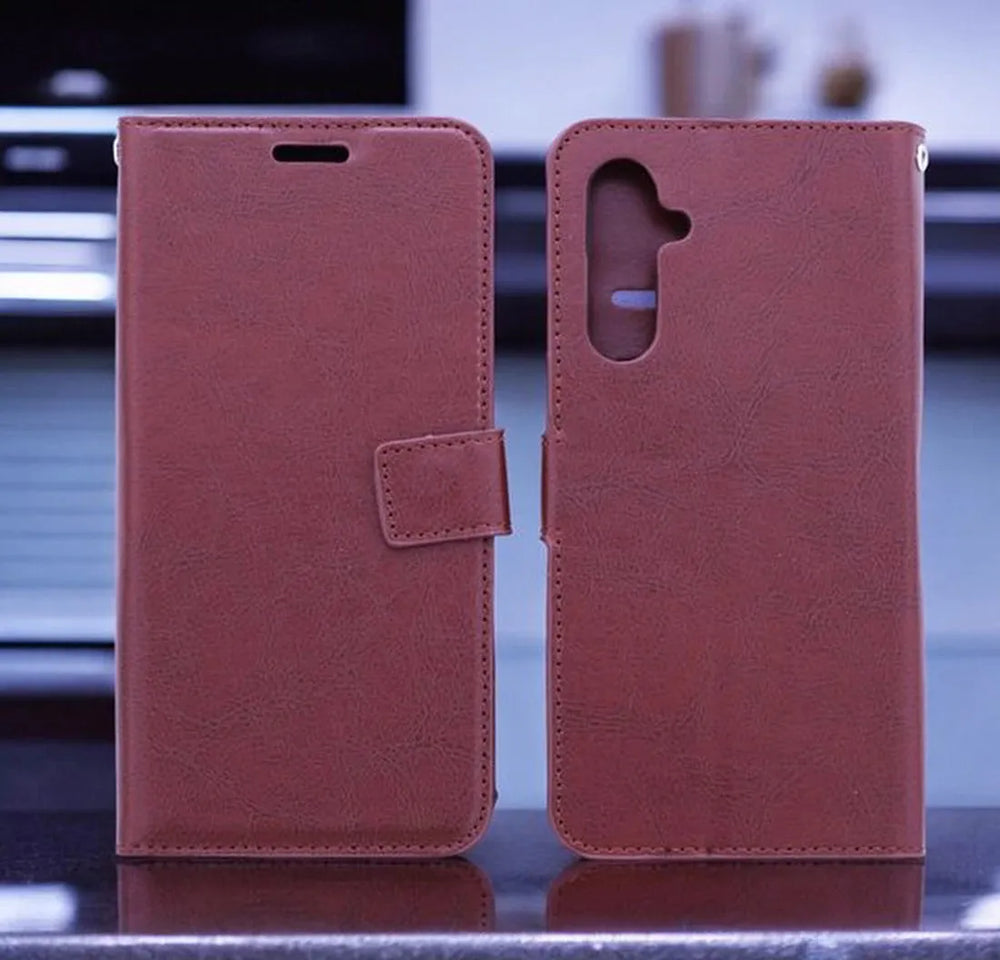 Samsung Galaxy A16 Hoesjes – Portemonnee Book Case – Pasjeshouder – Magneetsluiting – Donkerbruin-Ilumina Benelux