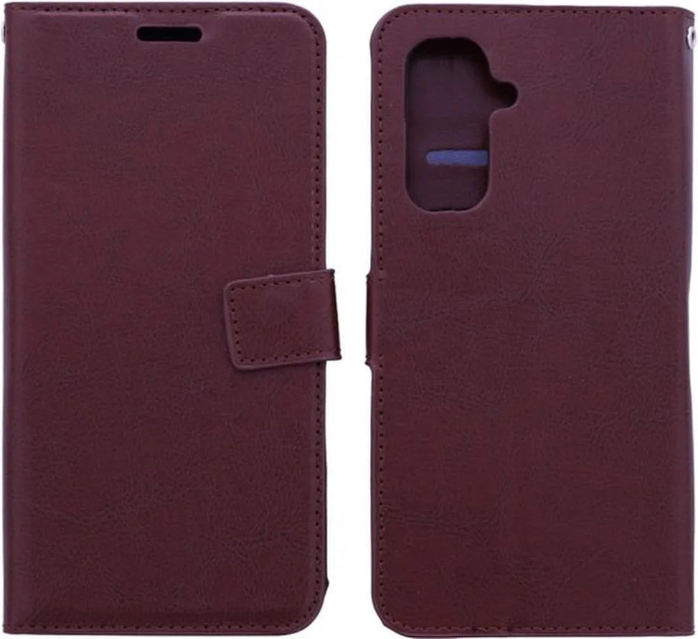 Samsung Galaxy S25 Ultra Hoesjes – Portemonnee Book Case – Pasjeshouder – Magneetsluiting – Donker Bruin-Ilumina Benelux
