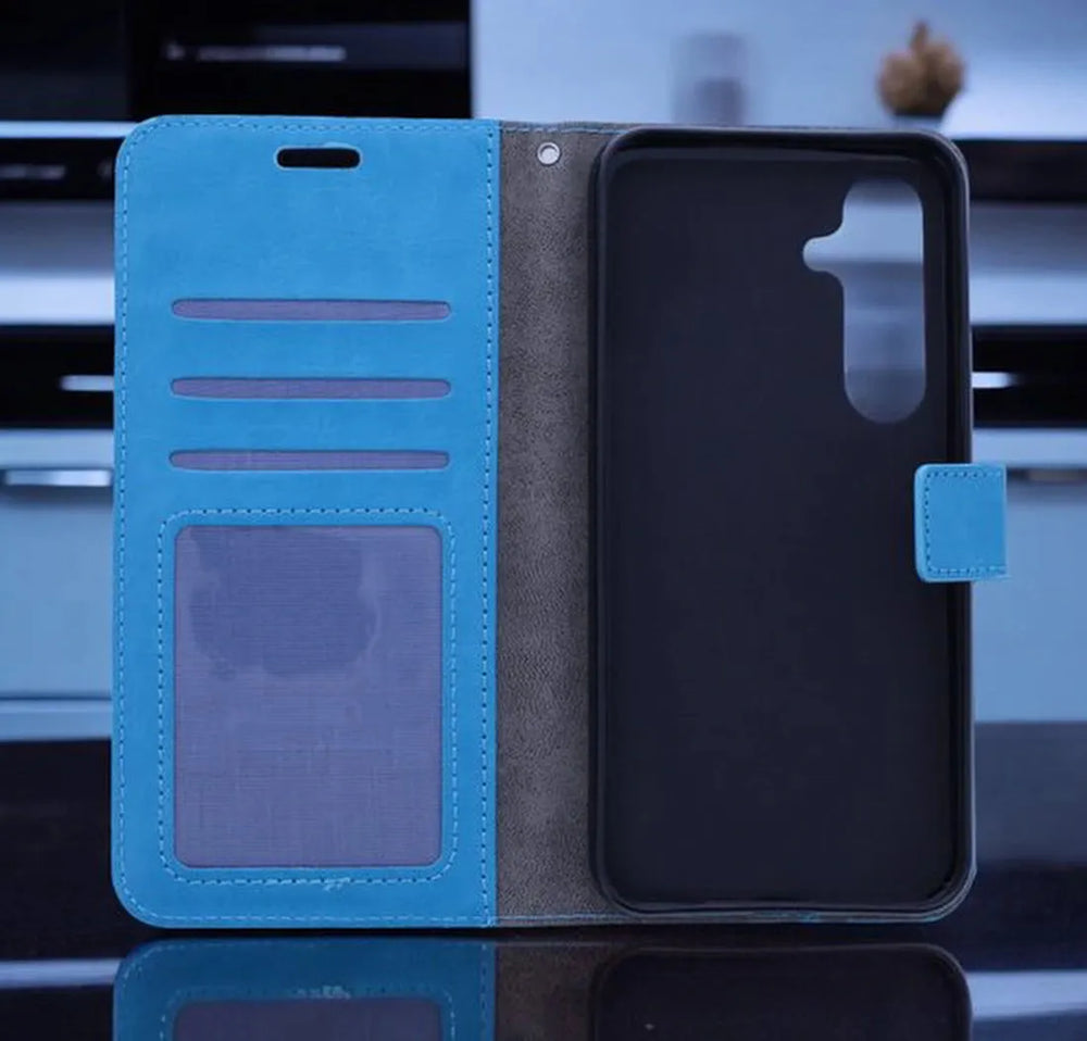 Samsung Galaxy S25 Ultra Hoesjes – Portemonnee Book Case – Pasjeshouder – Magneetsluiting – Turquoise-Ilumina Benelux