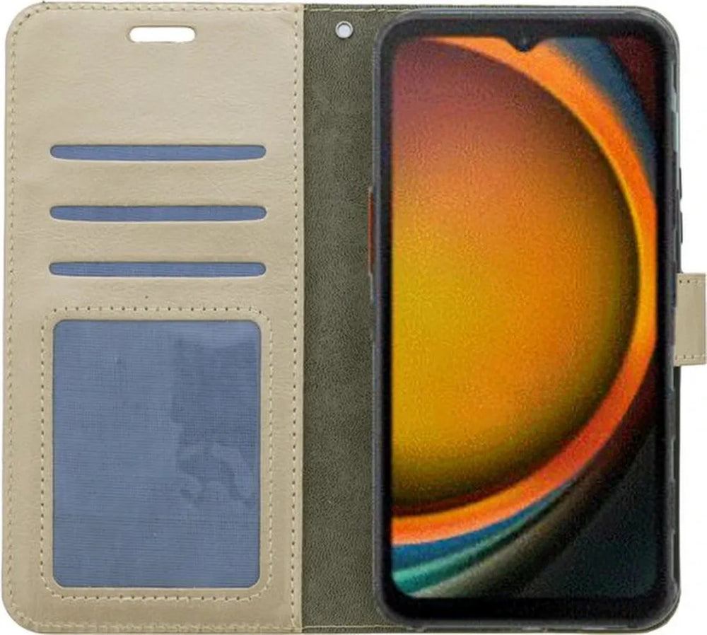 Samsung Galaxy Xcover 7 Hoesjes – Portemonnee Book Case – Pasjeshouder – Magneetsluiting – Goud-Ilumina Benelux
