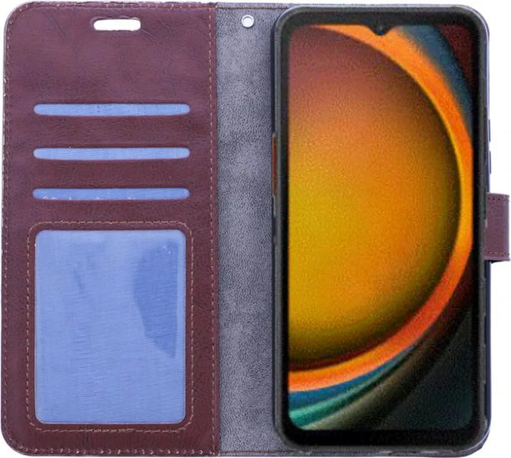 Samsung Galaxy Xcover 7 Hoesjes – Portemonnee Book Case – Pasjeshouder – Magneetsluiting – Donker Bruin-Ilumina Benelux
