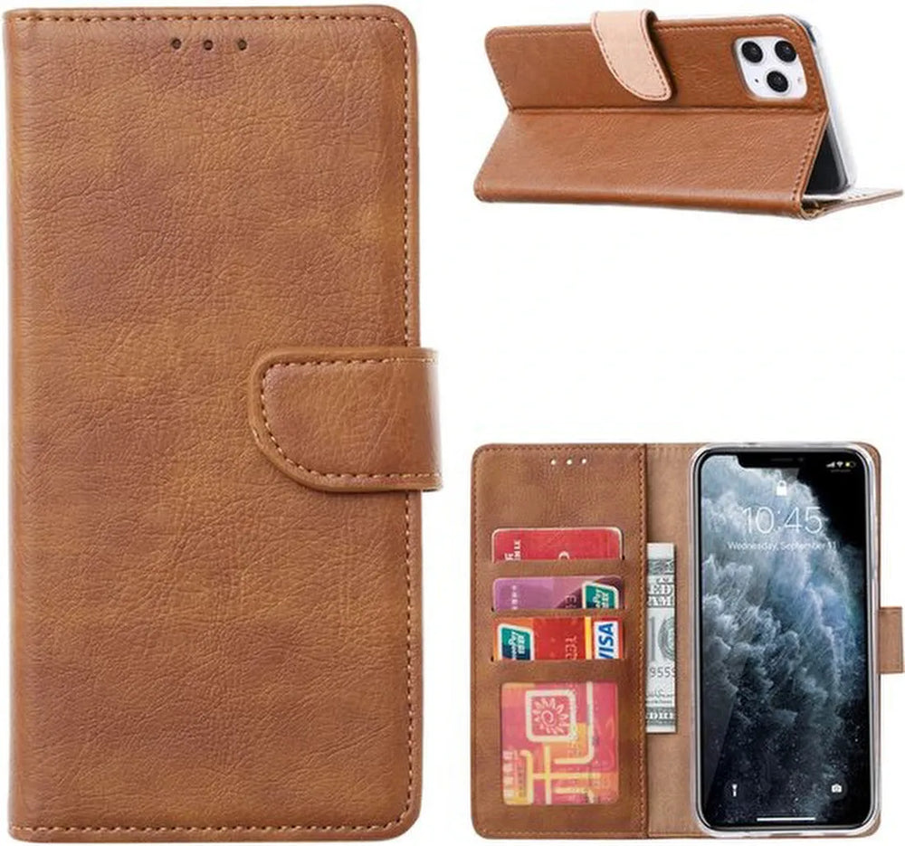 iPhone 16 Hoesjes – Portemonnee Book Case – Pasjeshouder – Magneetsluiting – Lichtbruin-Ilumina Benelux