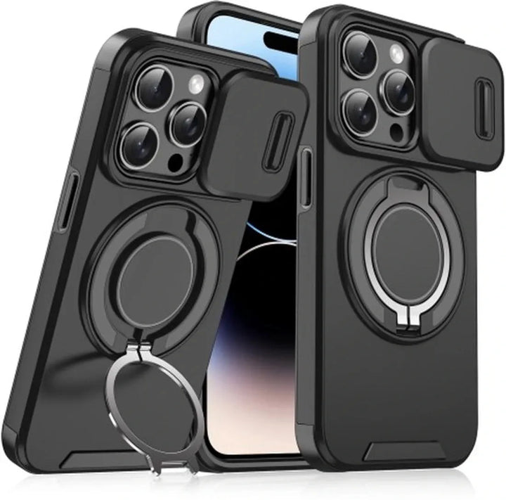 iPhone 13 Pro Hoesjes – Backcover – Magnetische Ringhouder – Sliding Lens Camshield – Zwart-Ilumina Benelux