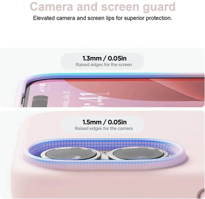 iPhone 16 Hoesjes – Liquid Siliconen Backcover – Flexibel TPU Rubber – Schokbestendig – Lichtroze-Ilumina Benelux