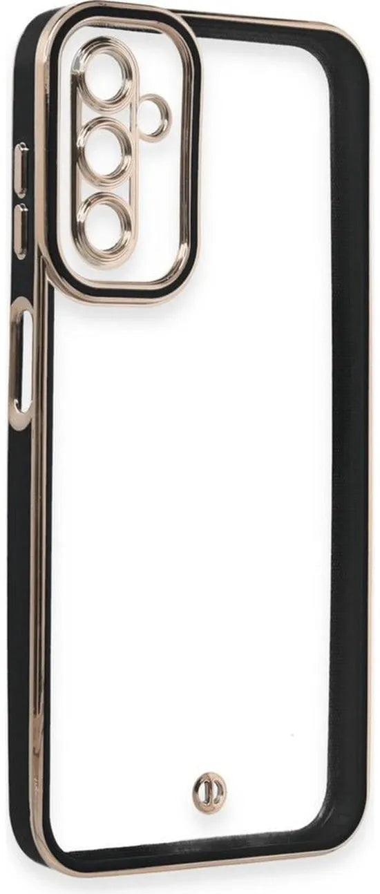 Samsung Galaxy A55 Hoesjes – Transparante Backcover – Zwarte Accenten – Anti-kras – Zwart/Transparant-Ilumina Benelux