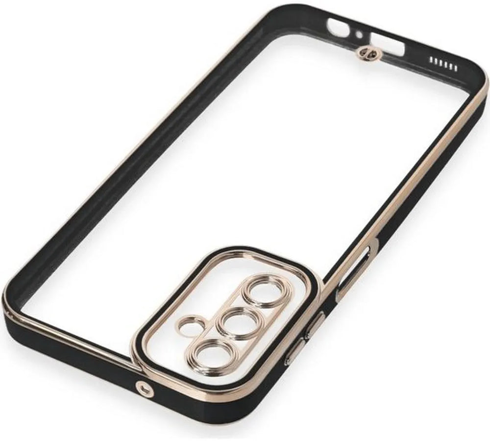 Samsung Galaxy A55 Hoesjes – Transparante Backcover – Zwarte Accenten – Anti-kras – Zwart/Transparant-Ilumina Benelux