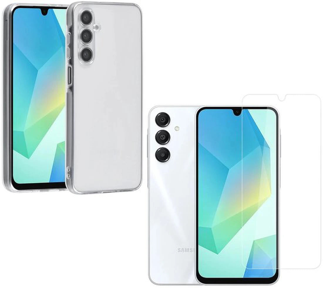 Silicone hoesje Transparant 3x Screenprotector Glas Geschikt voor: Samsung Galaxy A16