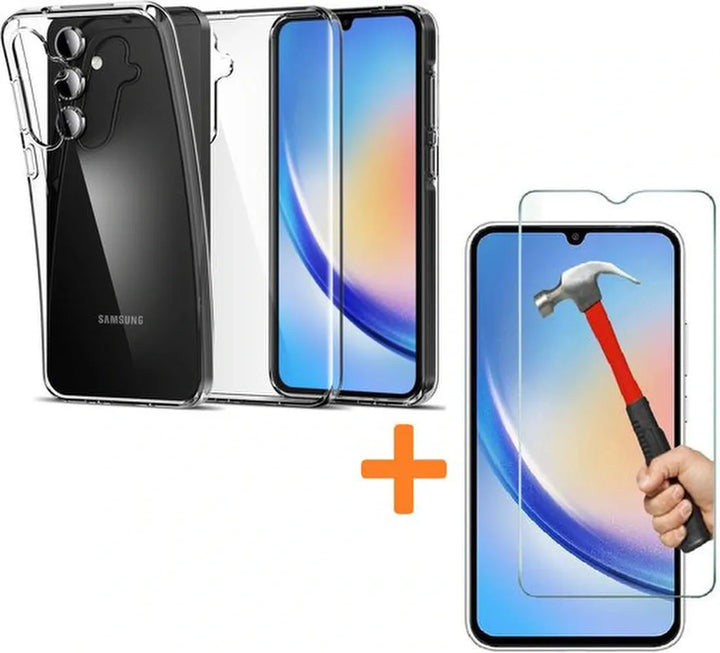 Samsung Galaxy A35 Hoesjes – Transparante Siliconen Backcover – Inclusief 1x Gehard Glas Screenprotector – Anti-kras-Ilumina Benelux
