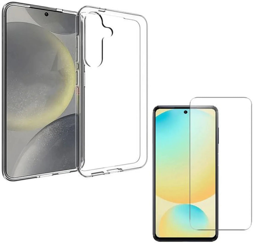 Samsung Galaxy S24 FE Hoesjes – Transparante Siliconen Backcover – Inclusief 2x Screenprotector Gehard Glas-Ilumina Benelux
