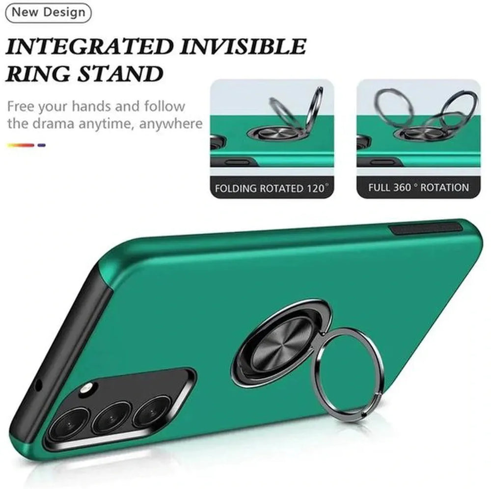 Samsung Galaxy A15 Hoesjes – Backcover met Vingerring – Grip & Standaardfunctie – Groen-Ilumina Benelux
