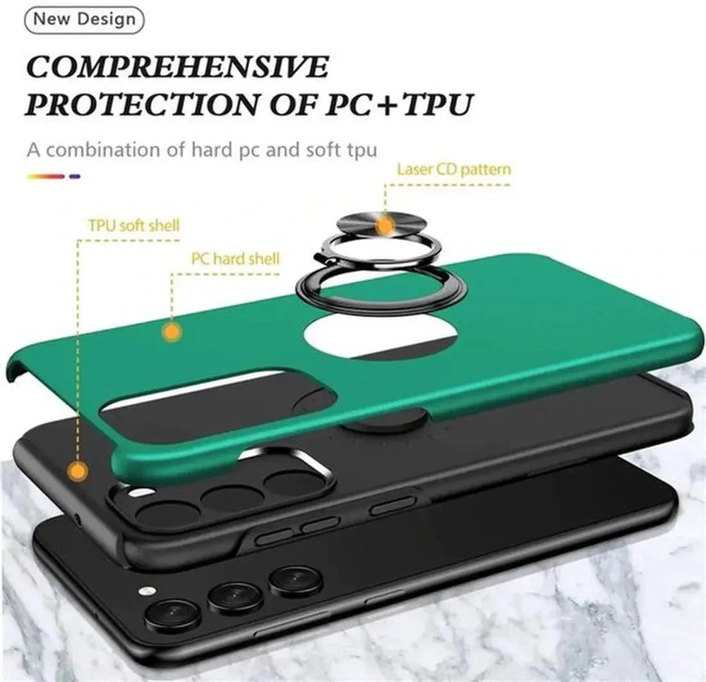 Samsung Galaxy A15 Hoesjes – Backcover met Vingerring – Grip & Standaardfunctie – Groen-Ilumina Benelux