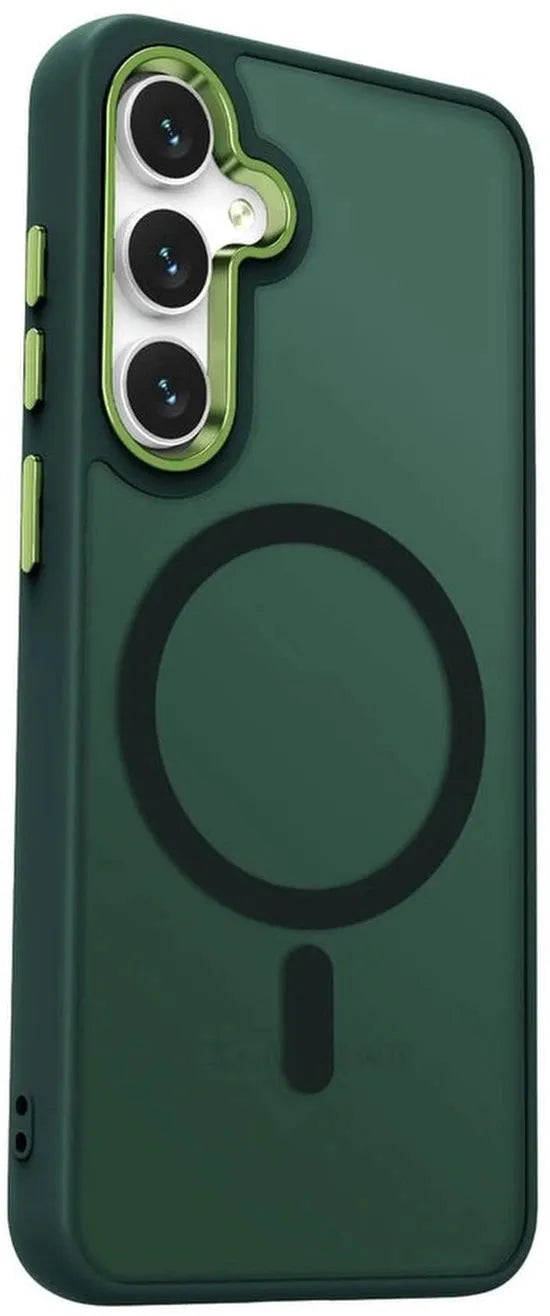 Samsung Galaxy S25 Hoesjes – Matte MagSafe Backcover – Magnetisch – 2x Screenprotector – Groen-Ilumina Benelux