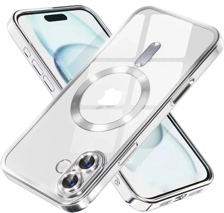 iPhone 16 Hoesjes – MagSafe Compatible Backcover – Ingebouwde Camerabescherming – Zilver-Ilumina Benelux