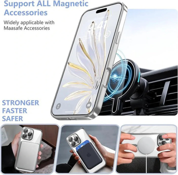 iPhone 16 Pro Max Hoesjes – MagSafe Compatible Backcover – Ingebouwde Camerabescherming – Zilver-Ilumina Benelux