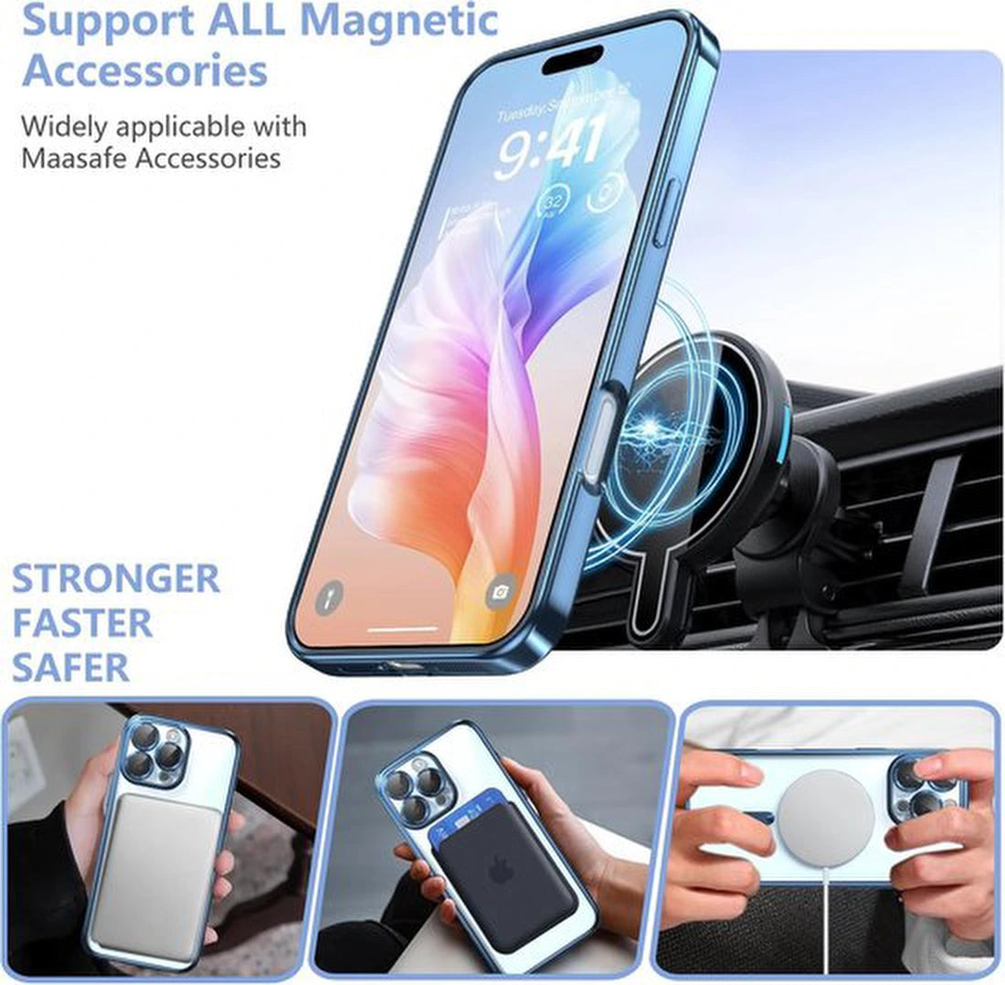 iPhone 14 Pro Max Hoesjes – MagSafe Compatible Backcover – Ingebouwde Camerabescherming – Blauw