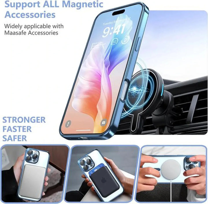 iPhone 14 Pro Max Hoesjes – MagSafe Compatible Backcover – Ingebouwde Camerabescherming – Blauw-Ilumina Benelux
