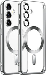 Samsung Galaxy S23 Hoesjes – Magsafe Compatible Backcover – Ingebouwde Camera Lens Protector – Zilver