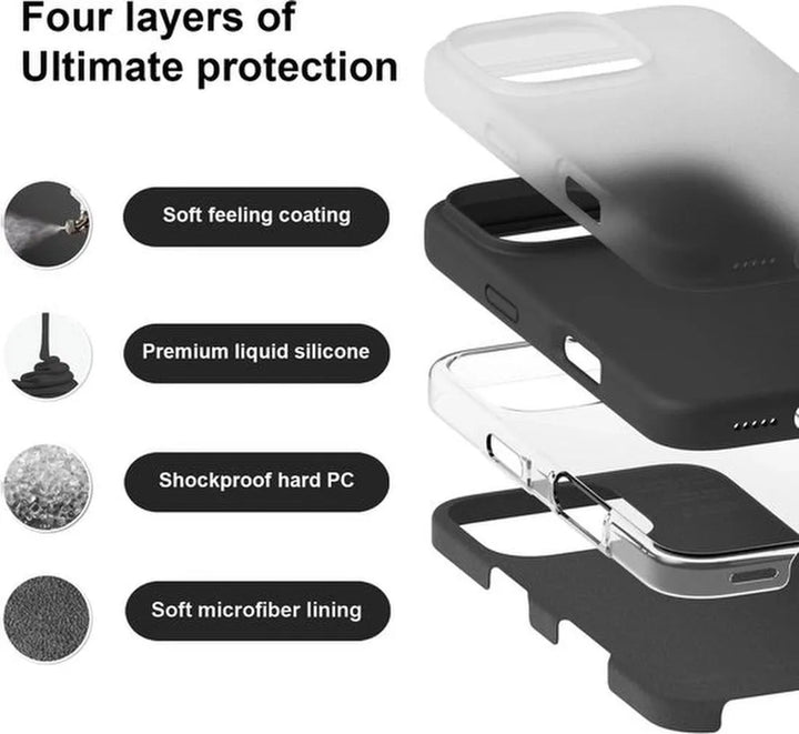 iPhone 16 Pro Max Hoesjes – Liquid Silicone Backcover – Flexibel TPU Rubber – Schokbestendig – Middernachtgroen-Ilumina Benelux