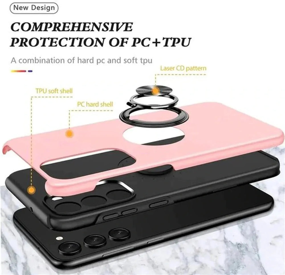 Samsung Galaxy A15 Hoesjes – Backcover met Vingerring – Grip & Standaardfunctie – Roze-Ilumina Benelux