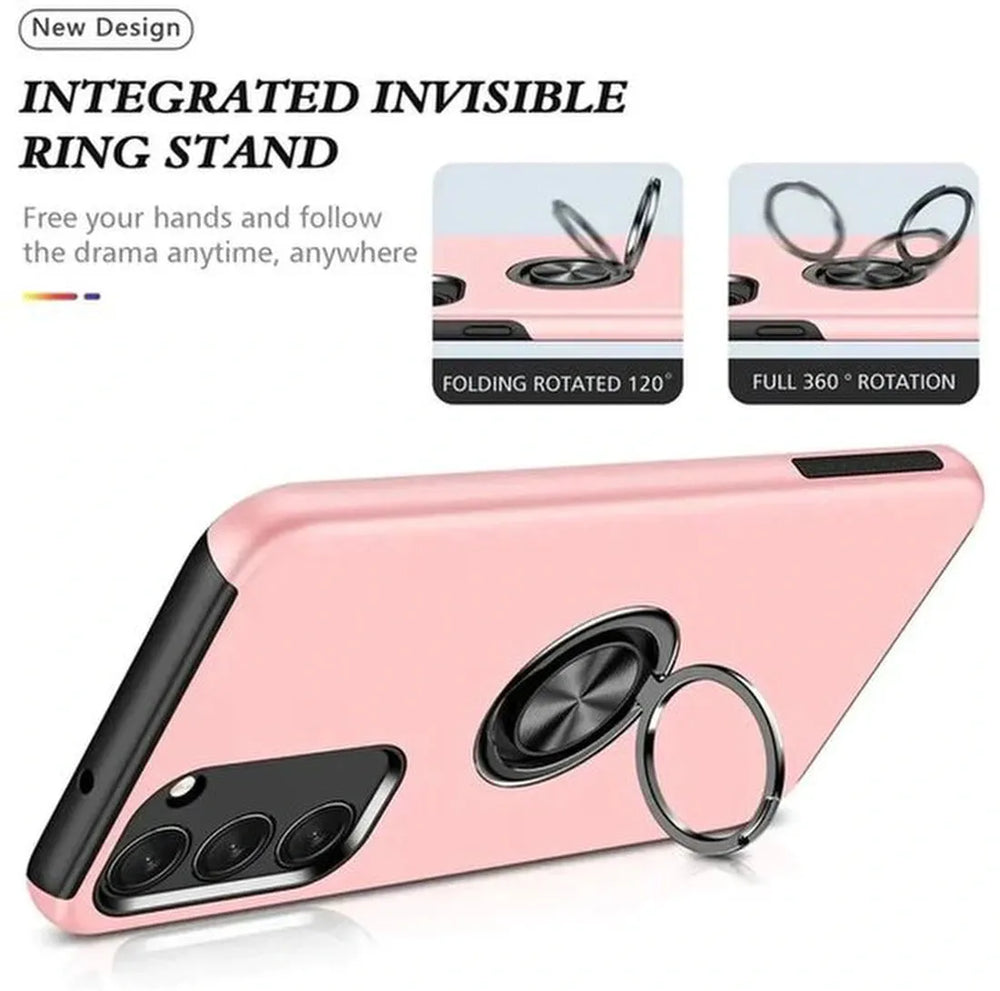Samsung Galaxy A15 Hoesjes – Backcover met Vingerring – Grip & Standaardfunctie – Roze-Ilumina Benelux
