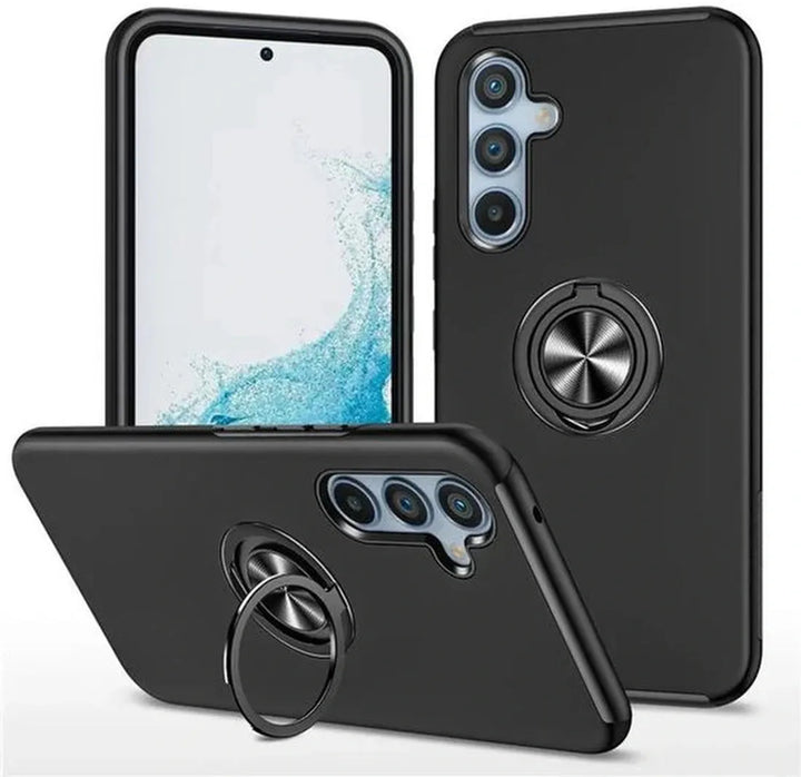 Samsung Galaxy A16 Hoesjes – Backcover met Vingerring – Extra Grip – Zwart-Ilumina Benelux