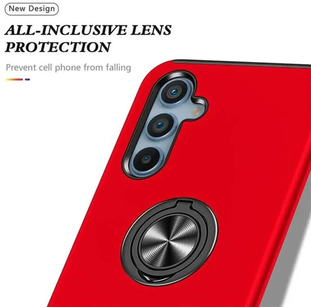 Samsung Galaxy A06 Hoesjes – Backcover met Vingerring – Grip & Standaard – Rood-Ilumina Benelux