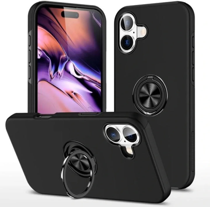 Samsung Galaxy A06 Hoesjes – Backcover met Vingerring – Grip & Standaardfunctie – Zwart-Ilumina Benelux