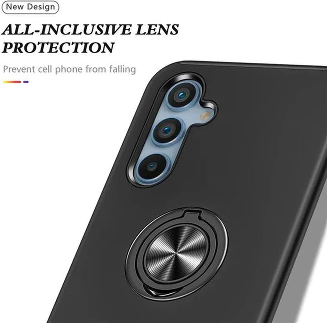 Telefoonhoesje met Vingerring - Hoesje Geschikt voor: Samsung Galaxy A06 - Zwart