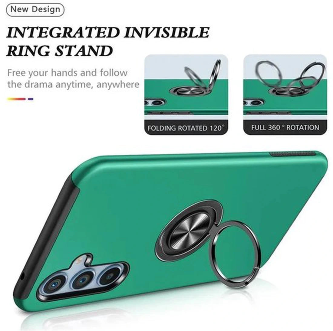 Samsung Galaxy A25 Hoesjes – Backcover met Vingerring – Grip & Standfunctie – Groen