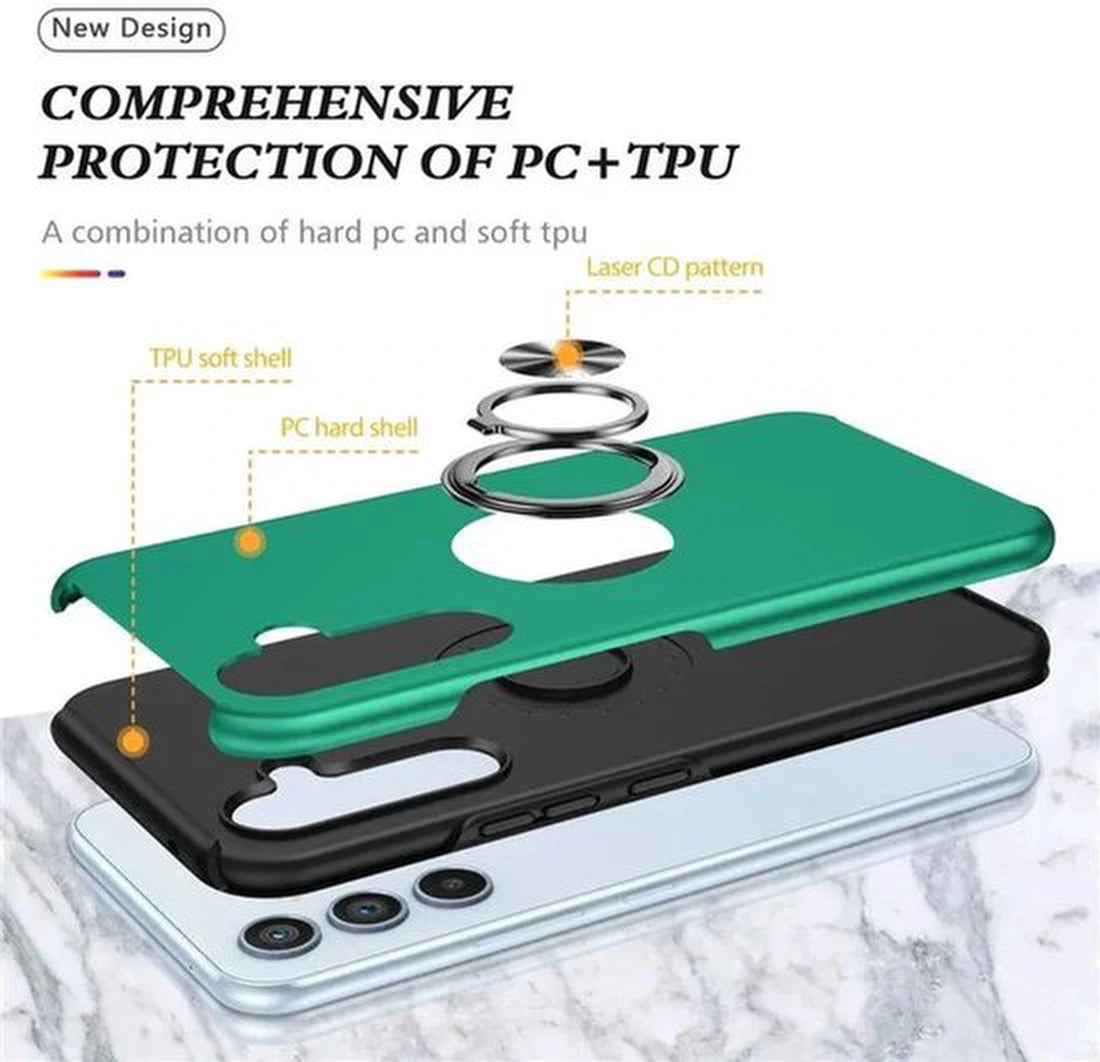 Samsung Galaxy S25 Hoesjes – Backcover met Vingerring – Grip & Standaardfunctie – Groen