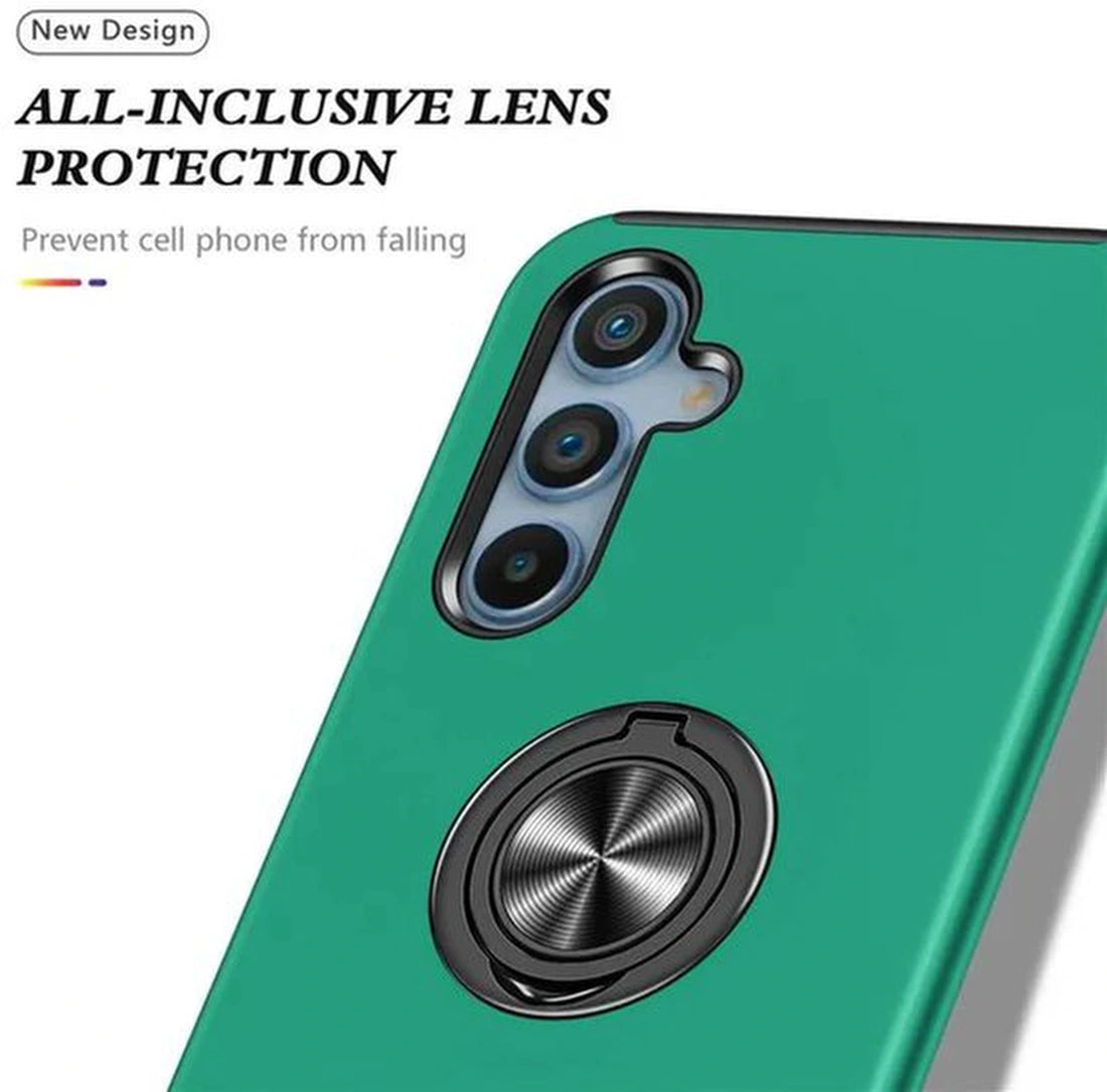 Samsung Galaxy S25 Hoesjes – Backcover met Vingerring – Grip & Standaardfunctie – Groen