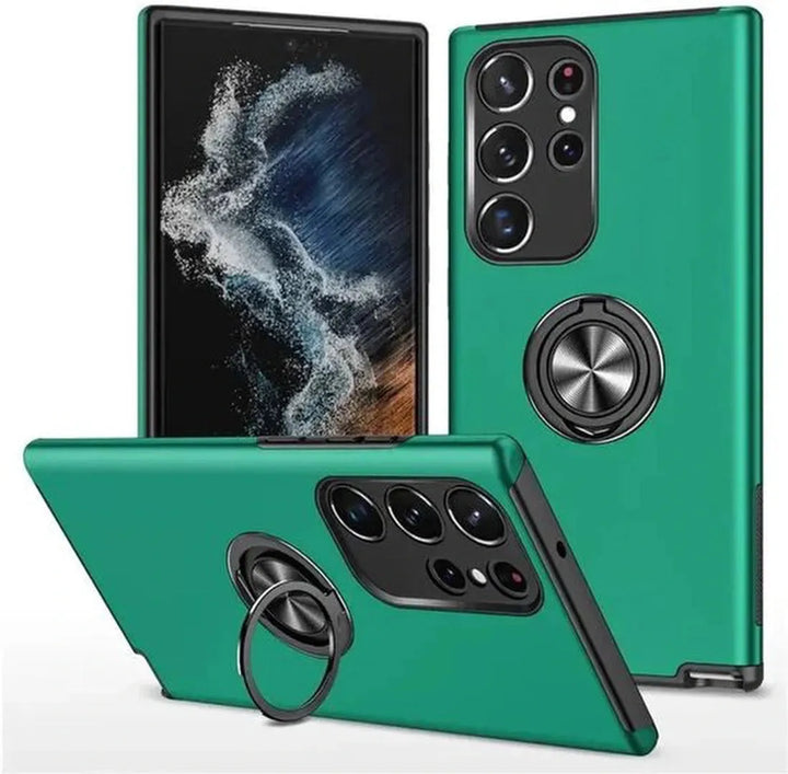Samsung Galaxy S25 Ultra Hoesjes – Backcover met Vingerring – Grip & Standaard – Groen-Ilumina Benelux