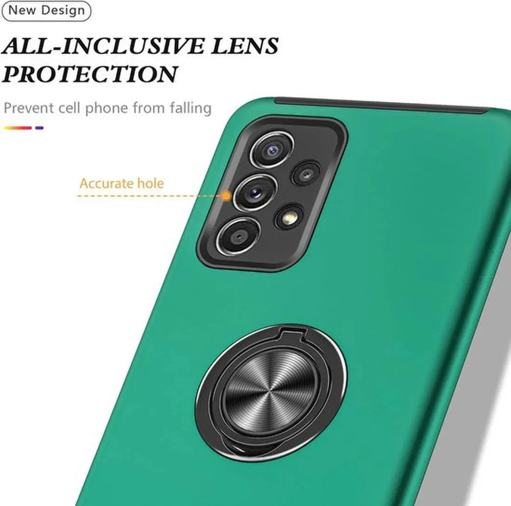 Samsung Galaxy A51 Hoesjes – Backcover met Vingerring – Extra Grip – Groen-Ilumina Benelux