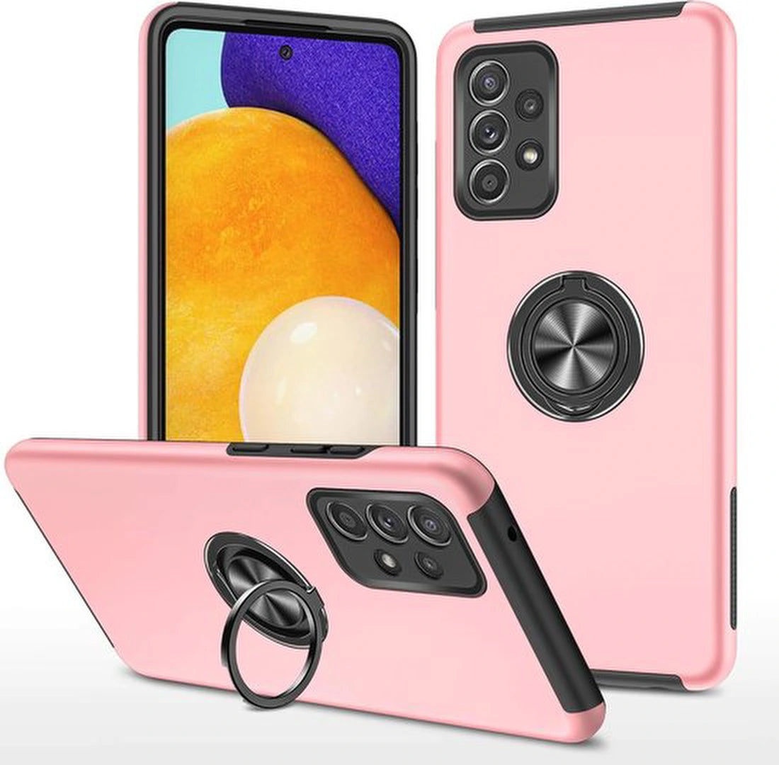 Telefoonhoesje met Vingerring - Hoesje Geschikt voor: Samsung Galaxy A51 - Roze