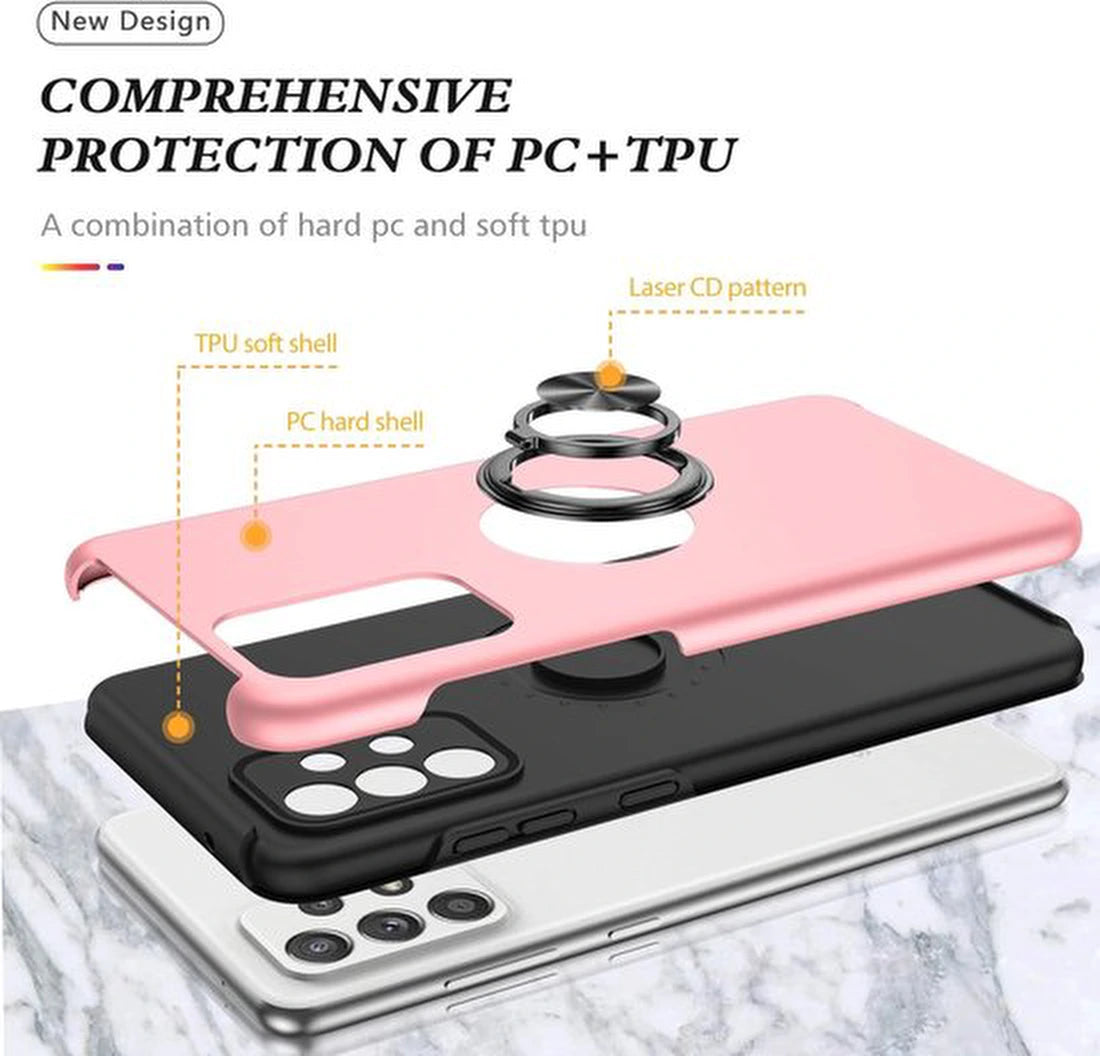 Telefoonhoesje met Vingerring - Hoesje Geschikt voor: Samsung Galaxy A51 - Roze