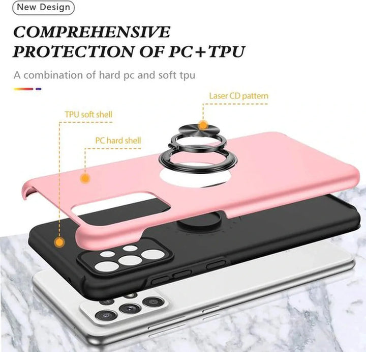 Samsung Galaxy A51 Hoesjes – Backcover met Vingerring – Grip & Standfunctie – Roze-Ilumina Benelux