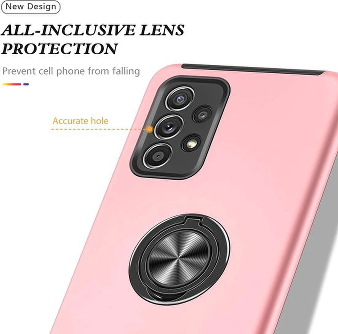 Telefoonhoesje met Vingerring - Hoesje Geschikt voor: Samsung Galaxy A51 - Roze