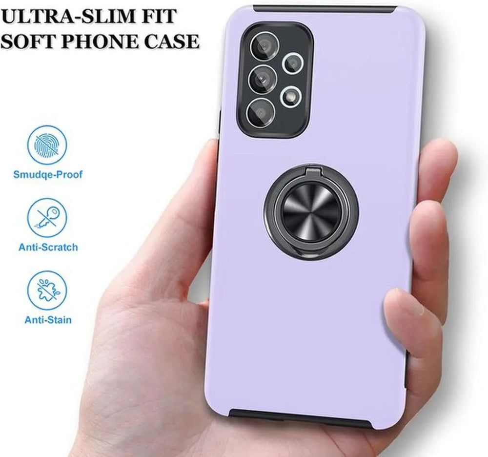 Samsung Galaxy A51 Hoesjes – Backcover met Vingerring – Extra Grip – Paars-Ilumina Benelux