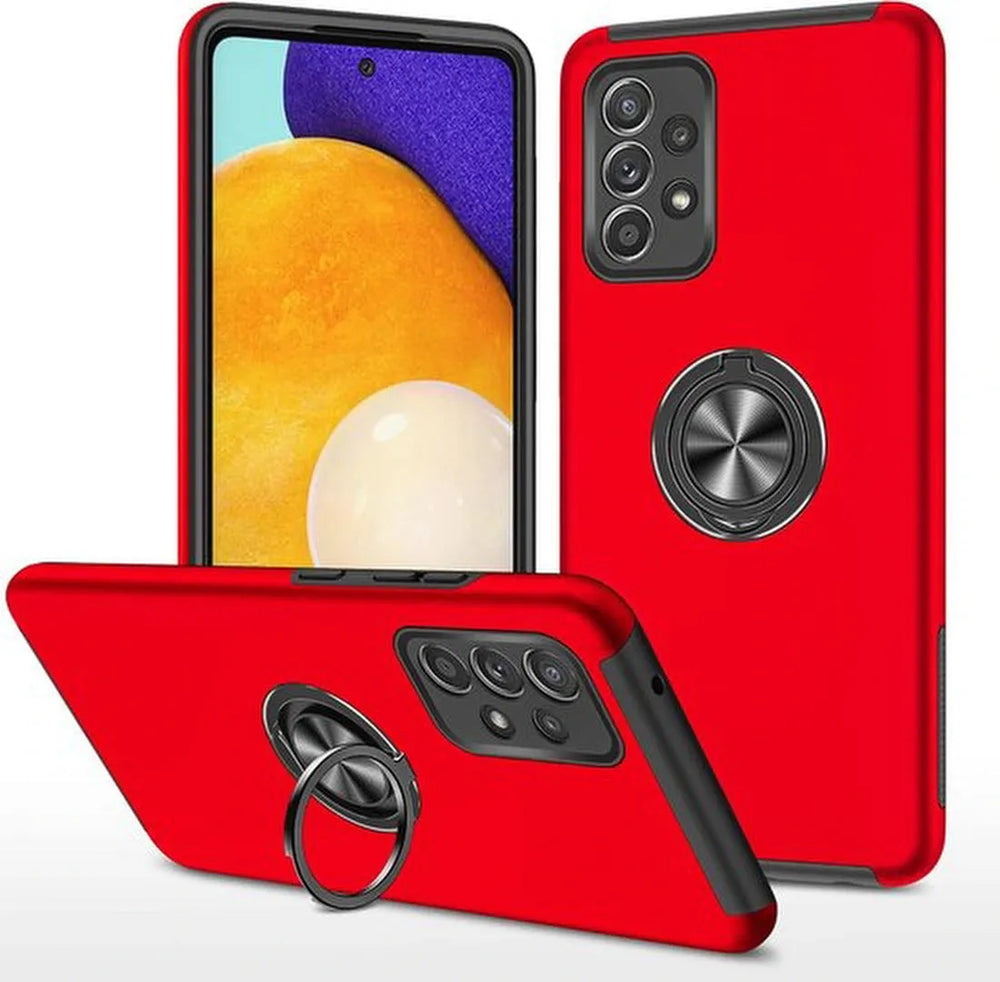 Samsung Galaxy A51 Hoesjes – Backcover met Vingerring – Extra Grip – Rood-Ilumina Benelux