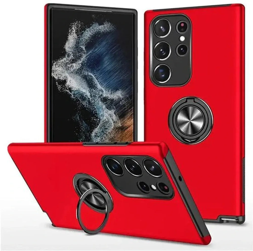 Samsung Galaxy S24 Ultra Hoesjes – Backcover met Vingerring – Grip & Standaard – Rood-Ilumina Benelux