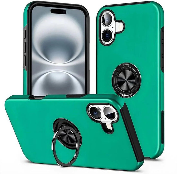 iPhone 16 Hoesjes – Backcover met Vingerring – Magneet – Groen-Ilumina Benelux