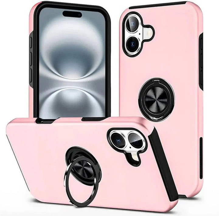 iPhone 16 Hoesjes – Backcover met Vingerring – Magneet – Roze-Ilumina Benelux