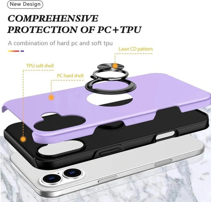 iPhone 16 Hoesjes – Backcover met Vingerring – Magneet – Paars-Ilumina Benelux