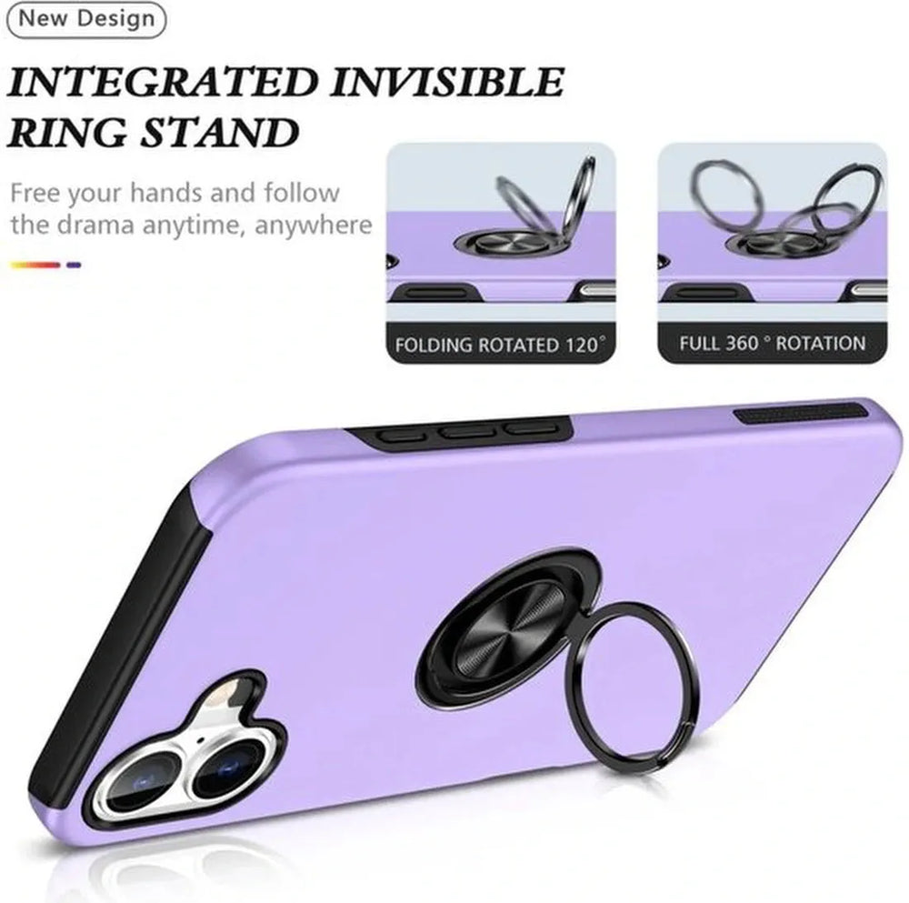 iPhone 16 Plus Hoesjes – Backcover met Vingerring – Magneet – Paars-Ilumina Benelux