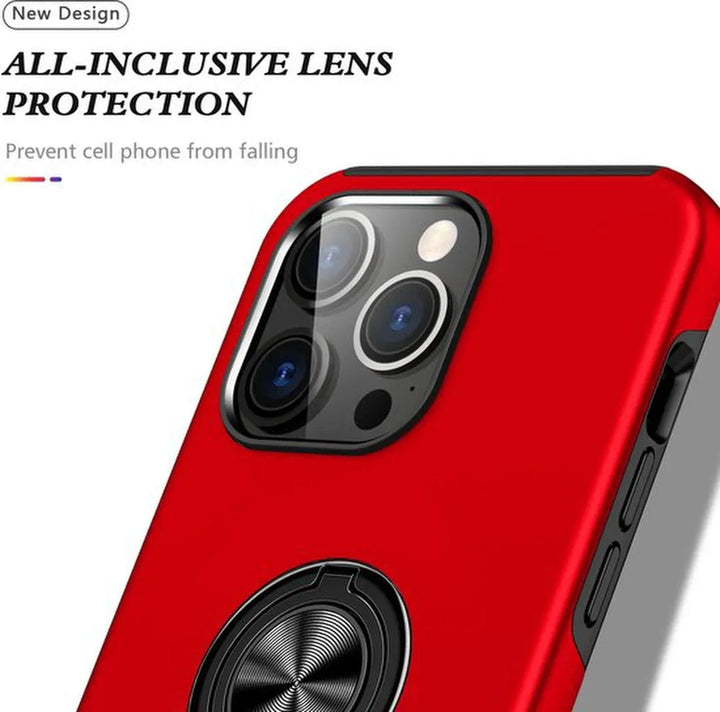 iPhone 16 Pro Hoesjes – Backcover met Vingerring – Magneet – Rood-Ilumina Benelux