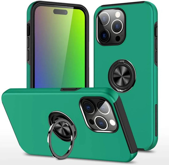 iPhone 16 Pro Max Hoesjes – Backcover met Vingerring – Magneet – Groen-Ilumina Benelux